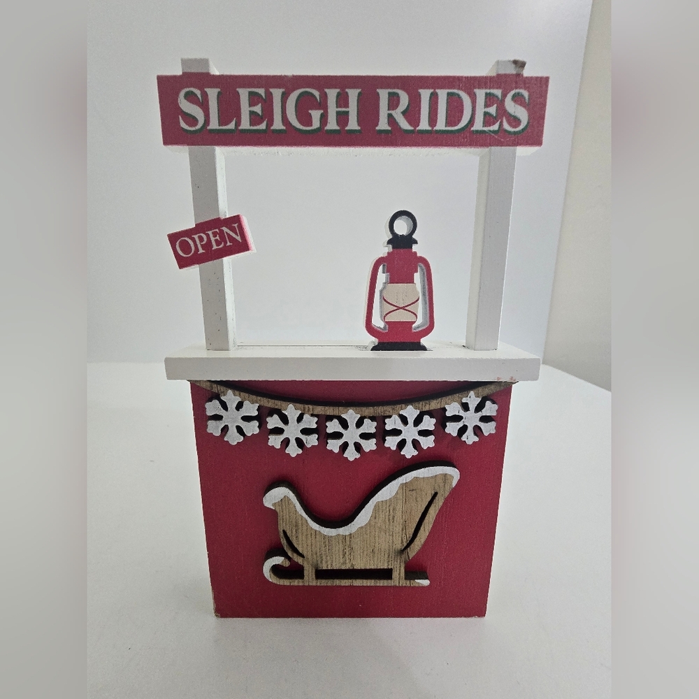 Christmas Sleigh Rides Booth Wood Decor